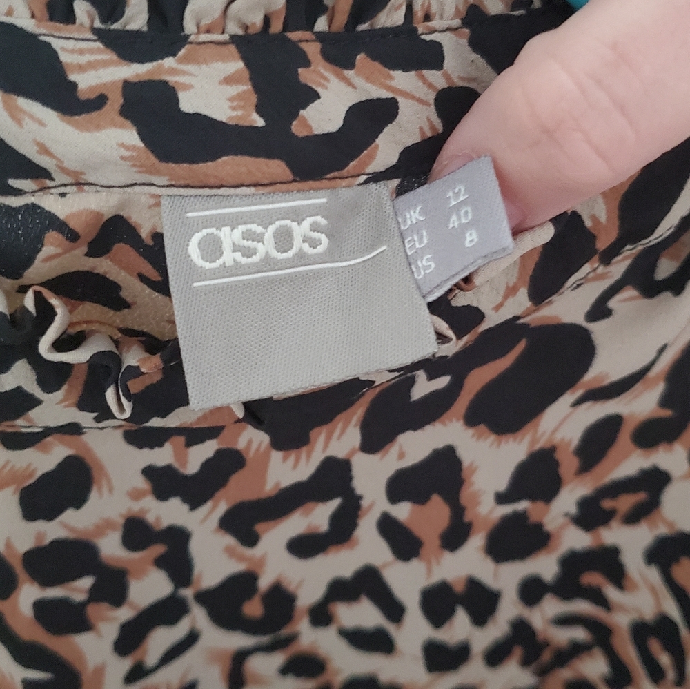EUC ASOS Leopard Pattern Ruffle Dress - Picture 11 of 12